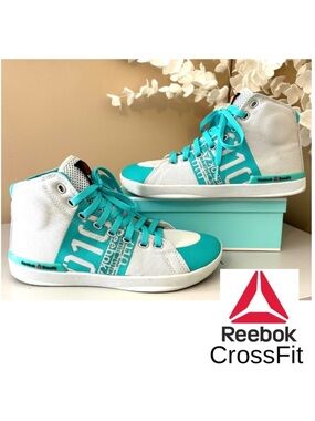 Reebok CrossFit Lite TR 010 HighTop Weight Training Shoes White/Turq Size 8
